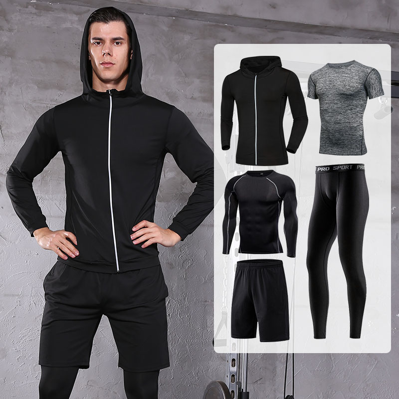 FDMM021-5 Pcs Mens Workout Clothes Set Fitness Suit Sportswear